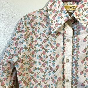Jack Winter Vintage NWT Floral Button Up Shirt Polyester Long Sleeve Size 8 USA